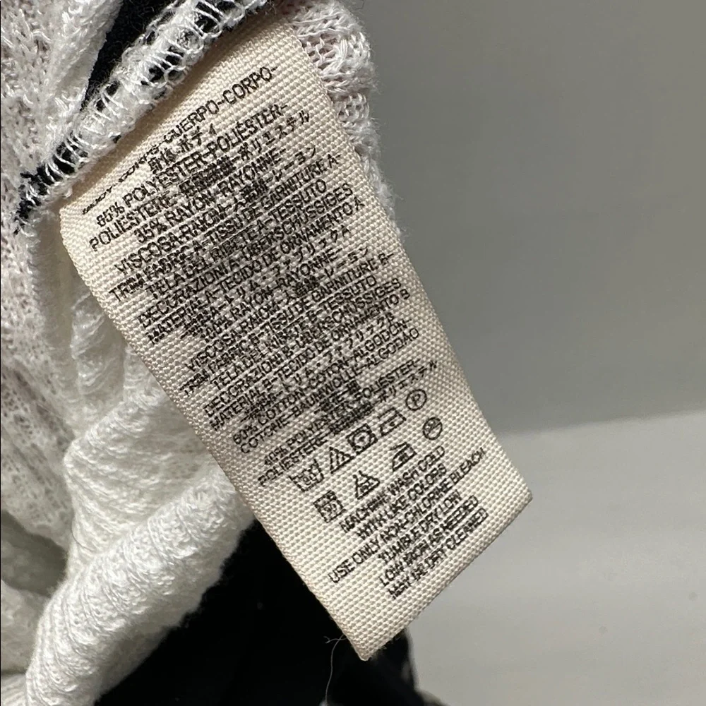 Free People Auxton Thermal Tie Waist Long Sleeve Shirt Top Ivory Black Medium